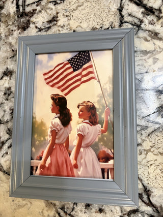 Vintage Patriotic/4th of July Framed Picture of Kids (4) RCD