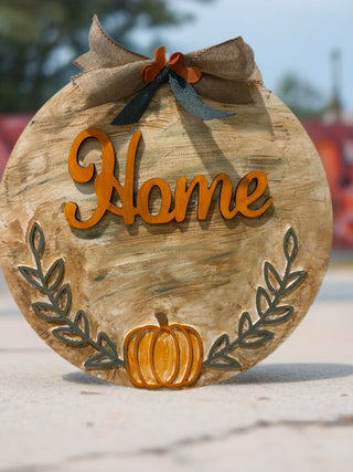 LM - Home Sign With Pumpkin Home Decor