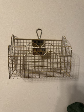 Vintage Gold Metal Wire Mail Organizer RCD|101081