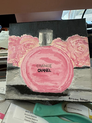 Floral Chanel "Chance" painting on canvas 6x6|26934