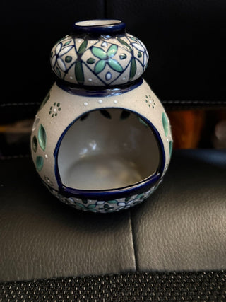 Handpainted Ceramic Tealight/candle holder by Javier Servin 5.75"