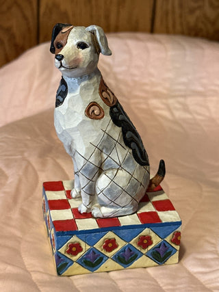 Jim Shore "Terry" Dog on block. #SM  RCD|89175