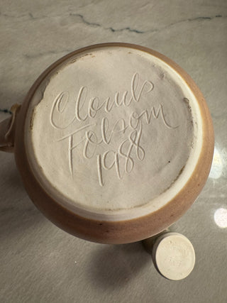 Folsom Clouds Pitcher and toothpick holder brown with abstract flowers|107085