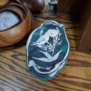 Large Incolay Spring Glory Poppy Cameo Jewelry Box MTS *