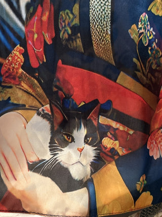 Geisha & Cat silk scarf.  #SM RSV|86295
