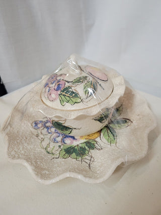 Vintage Textured Covered Dish & Plate 3 pcs RCD|82282