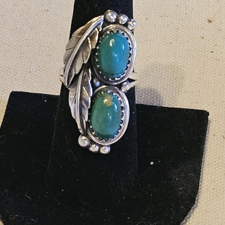 .925  2  stone kingson turquoise ring sz 8|88338