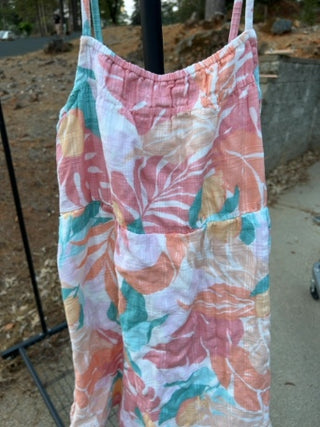Abercrombie Kids Crinkle Dress 7/8 tropical "Orange Multi" leaf print