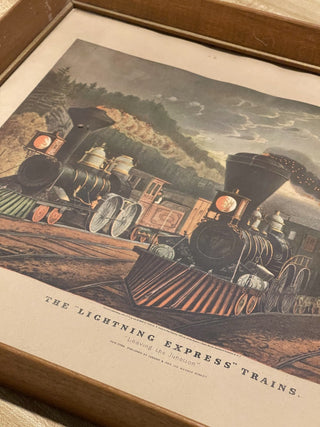 15"x12" Framed Expess Train Print, Currier & Ives--SP RCD