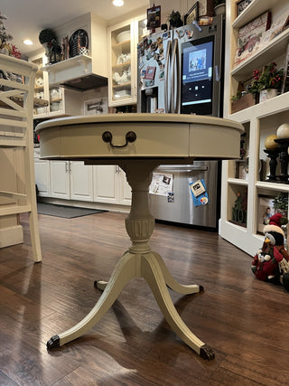 Mid Century Modern Mersman Round Drum Table Chalk Painted RCD|132580