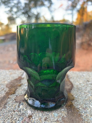 AS IS SINGLE Vintage Viking Glass "Georgian" Glass Tumblers Forest Green Mid-century