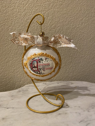 Handcrafted vtg style gold gilded bauble