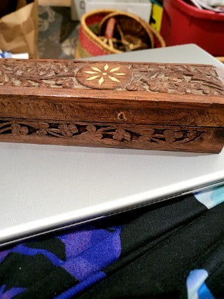 Vintage Hand Carved with inlay