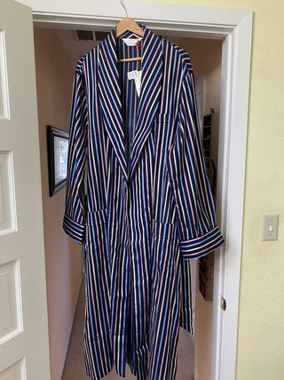 Derek Rose (NWT) Striped Cotton Robe, L -- MTS|98331