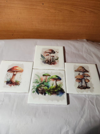 Mushroom ceramic coasters are c d