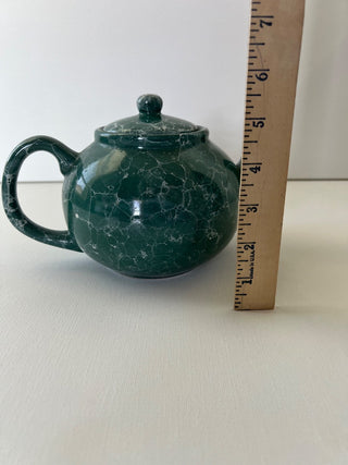 Vintage green marbled teapot RSV