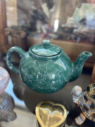 Vintage green marbled teapot RSV