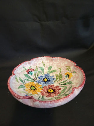 Vintage Italian Pottery Bowl Pink Edges Italy C.1191 RCD|96591