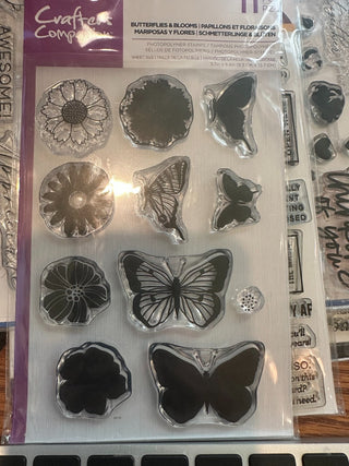 Crafters Companion "Butterflies & Blooms" clear stamp set (11 piece) RCD