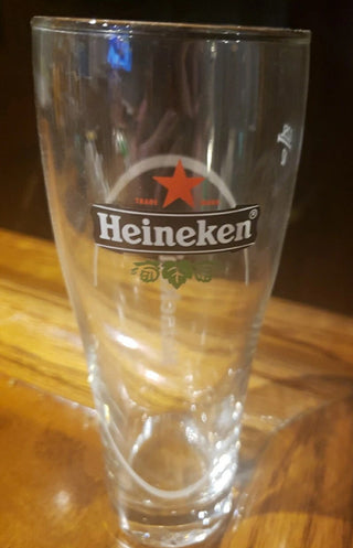Heineken Pilsner Tall Beer Glass Red Star Logo 12 Ounce Bar drink #47 VV MTS