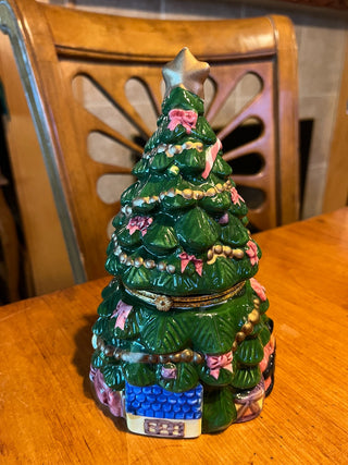 Large Vintage Porcelain Christmas Tree Trinket Box RSV|123766