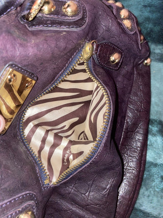 Linea Pelle Dark Purple Dylan Imperial Purple Leather Bag MTS