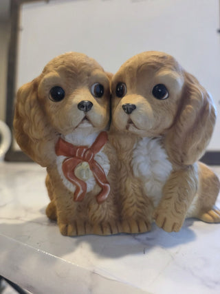 Puppies with red bow