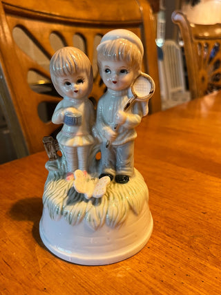 Vintage Boy and Girl Butterfly Catcher Music Box RSV