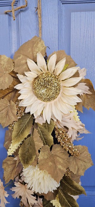 Neutral Sunflower Fall Wall Hanging Floral Decor