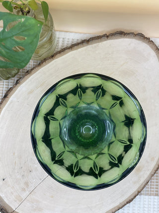 Green depression glass candy bowl vintage RSV