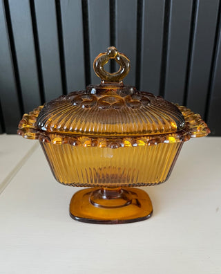 Vintage amber Indiana glass candy dish RSV|108672