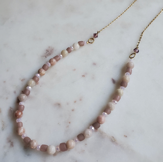 bri.craftique - Pink Opal & Glass Beaded Necklace (BRI) - MTS|130136