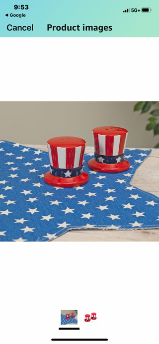 Ceramic Uncle Sam Hat Salt&Pepper Shakers -RSV