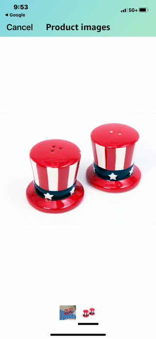 Ceramic Uncle Sam Hat Salt&Pepper Shakers -RSV