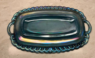 Vintage Indiana Harvest Grape Blue Purple Carnival Glass Cream Sugar Set|96229