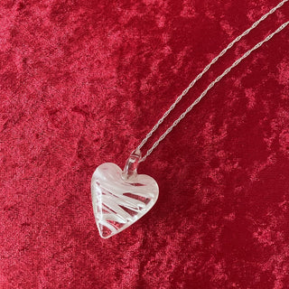 chain necklace, white glass heart RSV