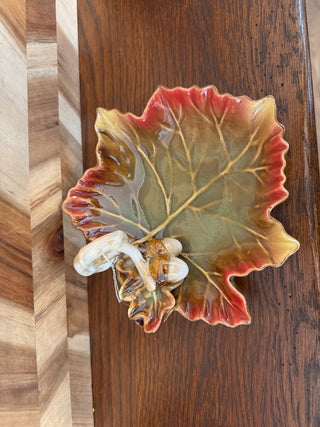 Leaf with Acorn trinket dish ceremic|107092