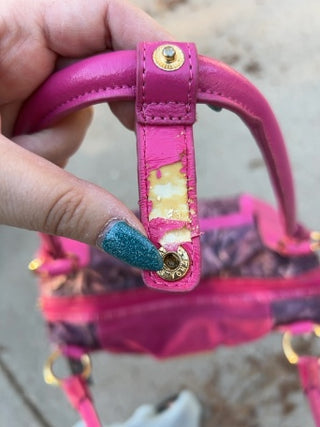 NWT Original by Sharif 1827 handbag features a striking fuchsia and purple snakeskin pattern