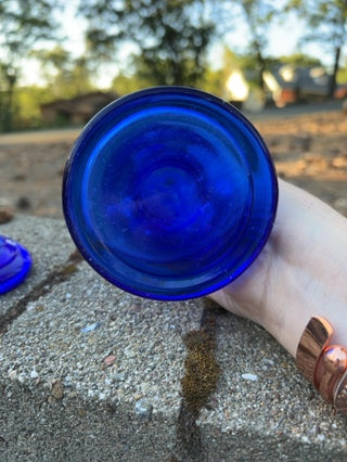 Pair of Cobalt Glass Candlesticks 7.5”