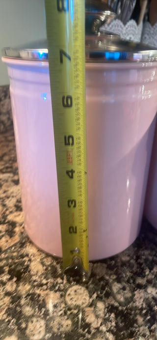 103-Lot of 3 enamel, pink food containers|63338