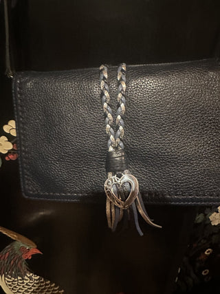 Navy Blue Leather Wallet Bag #63 VV MTS