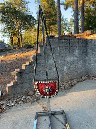 JP Vintage boho heavily beaded handbag w/cowerie shells