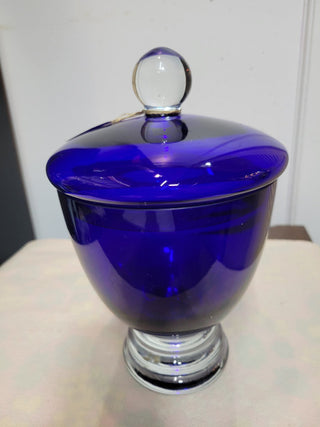 1930's Cobalt Blue & Clear Covered Apothecary Jar RCD