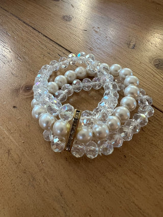 Vtg. Crystal 3 strand Bracelet MTS|116261