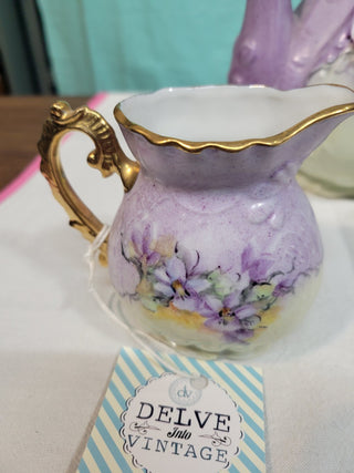 5-Pc Purple & Gold Tea Pot, Sugar & Creamer RCD|81953