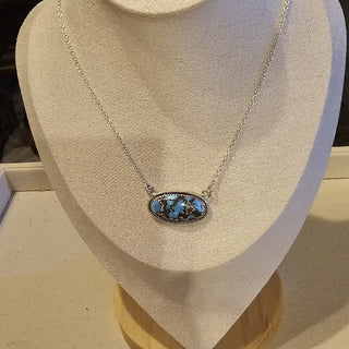 Sterling golden hills turquoise necklace 18 in L w ext.