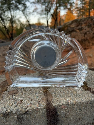 JP vintage Mikasa lead crystal mantel or desk clock