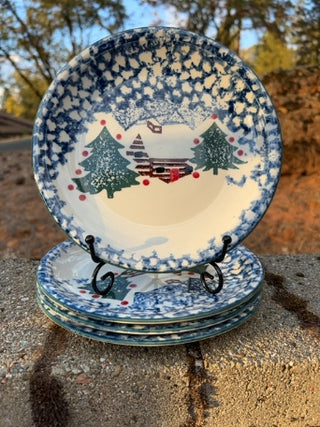 SET OF 12 Cabin in the Snow stoneware dinnerware by Tienshan Folk Craft