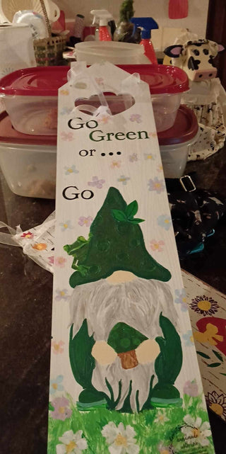 Go Green gnome sign - 2 sided