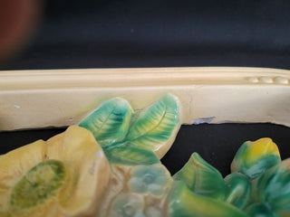 Vintage 11' Square Chalk Ware Flowers Wall Plaque RCD|96442